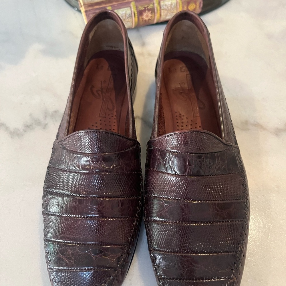 Giorgio Brutini Le Glove Dark Brown Leather Textured Loafers